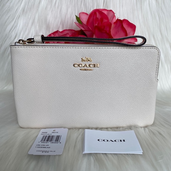 Coach Large Corner Zip Wristlet Color Chalk - Picture 3 of 14